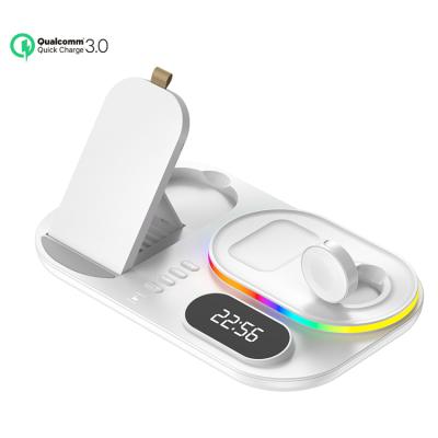 China Quick Charge For Magsafe Magnetic Mobile Phone Fast Charging Pad With RGB Alarm Clock Display Lamp 15W Wireless Charger For Apple iPhone Pro Max 12/12 for sale