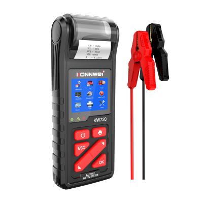 China Factory Newest 2021 Direct Sales KONNWEI KW720 5-36V CCA Battery Tester Load Indoor Resistance Analyzer Garage Workshop Hand Crank Tool With Printer for sale