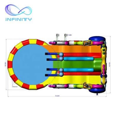 China Outdoor Classic Yellow Inflatable Water Playground Amusement Cardboard Amusement Water Sports Theme Outdoor Water Play Park Items With Slide for sale