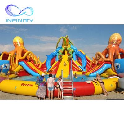 China Outdoor Water Fun Ocean Animals Octopus Inflatable Sports Playground Outdoor Water Play Park Items With Pool for sale