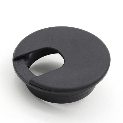 China Office 50mm Conference Table Cable Grommet Black Plastic Computer Desk Grommet for sale