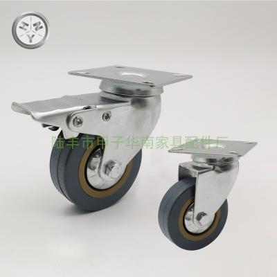 China Modern Swivel Plate Top Caster Wheels With Brake 65mm Industrial Rubber Casters for sale