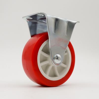 China Modern Red 2 Inch PVC Caster Wheel For Trolley Dish Fixed Top Newsstand Wheels for sale