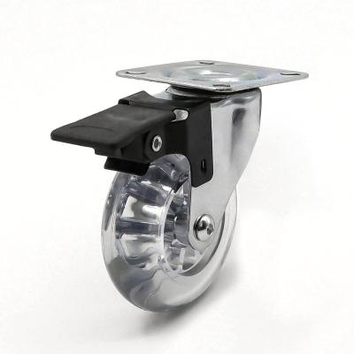 China Without Brake / With Brake 75mm Transparent Caster Wheel 50mm Transparent Furniture Wheels for sale