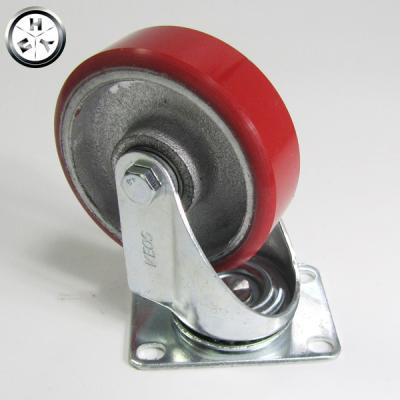 China Modern Heavy Duty 5 Inch Iron Caster Wheel Cast Core PU Caster Wheels for sale