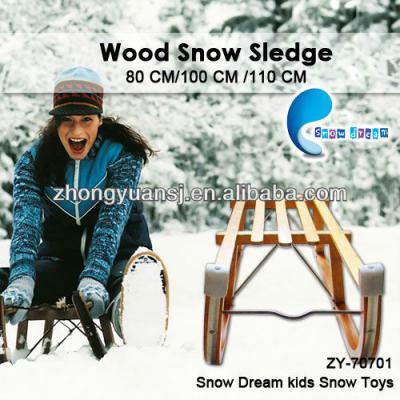 China Wood& plastic wooden children outdoor unfolable snow sled ZY-70701-80/100/110 for sale