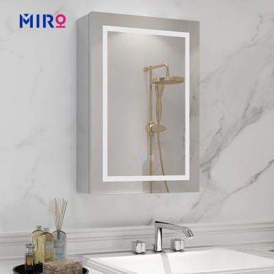 China Modern Smart Mirror Wall Mounted Single Door Bathroom Smart Cabinet With Led Light for sale