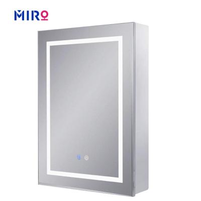 China Modern Smart Bathroom Wall Mounted Single Door Smart Mirror Cabinet With Led Light And Storage Space for sale