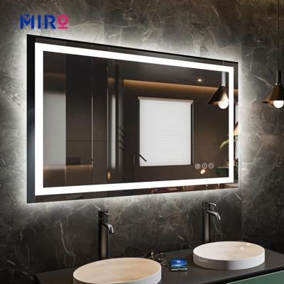 China Customization Professional Magnifying Hotel Wall Bathroom Mirror With Led Light With Plug for sale