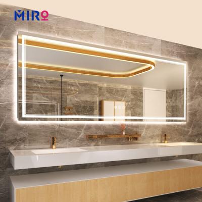 China Magnifying LED Backlit Mirror Illuminated Bathroom Mirror With Fog Light Function Wall Mounted Makeup Vanity Mirror for sale