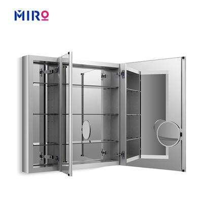 China Wholesale Customized Modern Wall Hung Bathroom Double Door Mirror With Storage Cabinet for sale