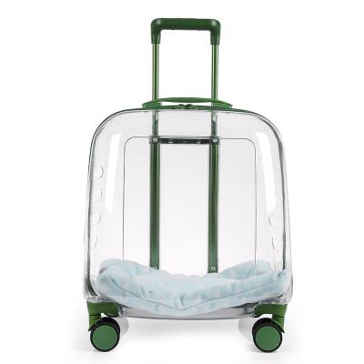 China Portable Trolley Cat Bag For Transparent Pet Portable Carriers Wheel Stroller Outdoor Bubble Box Cat Luggage Case Dog Case for sale