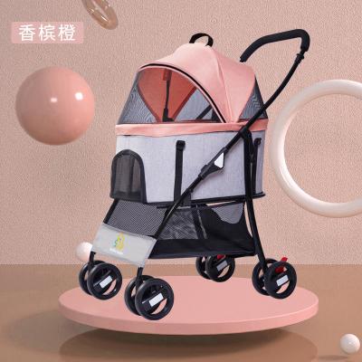 China Luxury Folding Four Wheel Cat Dog Show Trolley Pet Stroller Power Saver Detachable Outdoor Travel Trolley for sale