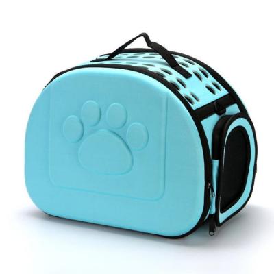 China 2023 Outdoor Dog Carrier Bag Hot Seller Pet Travel Carrier Soft-sided EVA Blue Cat Bag Portable Collapsible With Mesh Windows Porous Design for sale