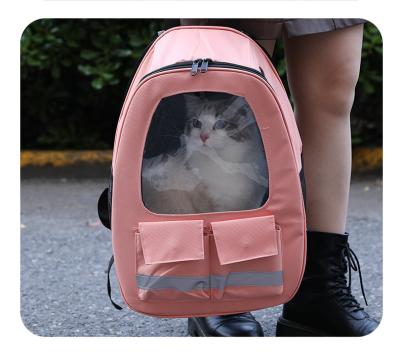 China New Double-pocket Reflective Brand Space Cat Bag Backpack Small Portable Portable Dog Backpack Pet Carrier for sale