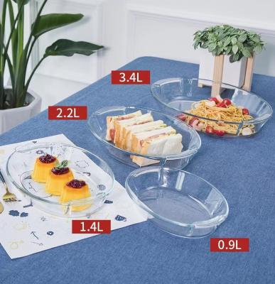 China 4 Pieces Sustainable Tempered Glass Oval Shapes For Microwave Ovens Glass Bakeware for sale