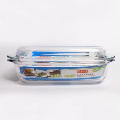 China 2 Sizes 2.1/1.35L Rectangular Shape Kitchen Sustainable Glass Baking Items Heat Resistant Tempered Glass Bakeware for sale