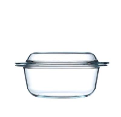 China Home Kitchen 3 Sizes 2.5/1.5/1L Clear Round Baking Tray Casserole Deep Dish With Lid Glass Bakeware for sale