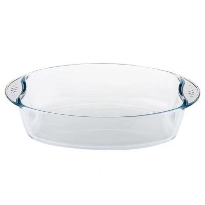 China 3 Sizes 3.3/2.5/1.8L Durable Tempered Glass Oval Rectangular Shape For Microwave Ovens Glass Bakeware for sale