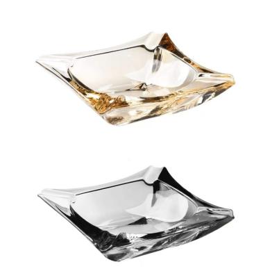 China Wholesale Smoking Accessory 2 Color Amber / Smoking Plating Glass Smoking Accessories Gray 170*50mm Square Ash Tray for sale