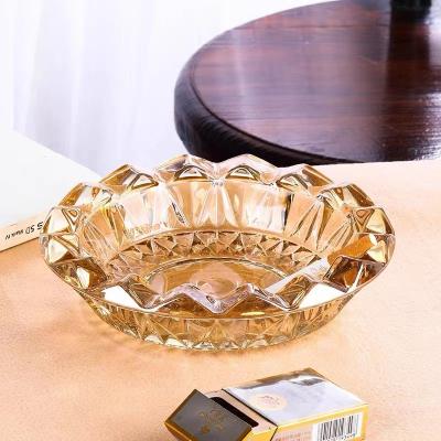 China Amber Extra Contemporary Wholesale Smoking Accessory Large Ash Tray Plating Glass for sale