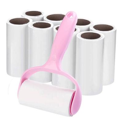 China Portable Paper Fiber Paper Roll Viable Tearrable Pet Hair Remover Brush Fiber Sticky Roller for sale