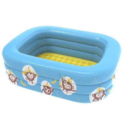 China PVC POOLUCKY Blue Color Banana Monkey Pattern Kids Rectangle 120x90x55cm Eco-friendly Inflatable Swimming Pool for sale