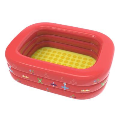 China PVC POOLUCKY Eco-friendly Cute Red Color Math Model Kids Rectangle 130x90x55cm Inflatable Swimming Pool for sale