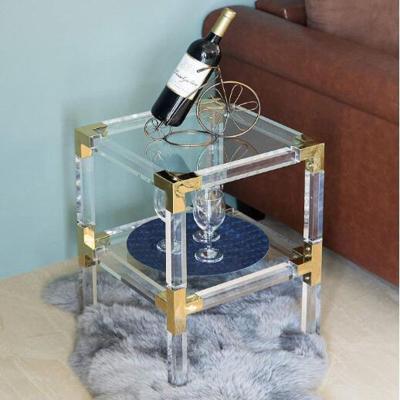 China Modern Duable Square Tempered Glass Shelf End Table for sale