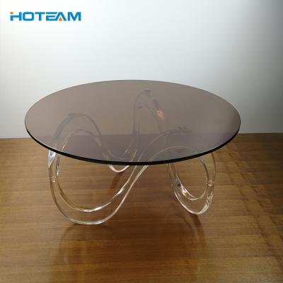 China Brown Round Round Lid Acrylic Coffee Table Dining Table For Sale for sale