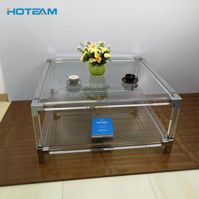 China Metal Frame Easy Clean Acrylic Living Room Centerpiece Tea Table for sale