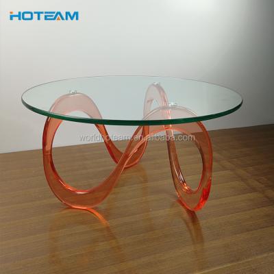 China Easy to clean round modern glass acrylic coffee table for sale