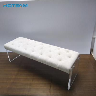 China Easy To Clean Acrylic Sofa Bench Seat With Fabric Cushion In Living Room Waiting Room for sale