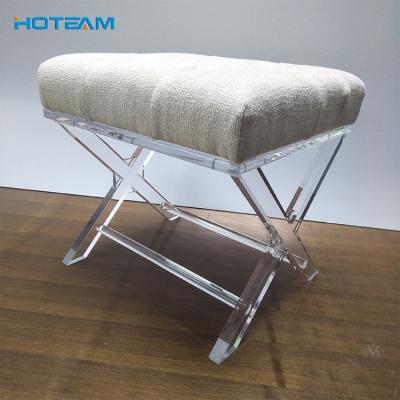 China Safety White Cushion Acrylic Living Room Sofa Stool For Sale for sale