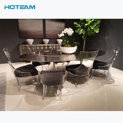 China Cushion color can be customized transparent acrylic dining chair with leather or velvet cushion for sale