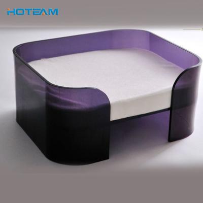 China Viable Luxury Purple Memory Foam Box Shaped High Dog Bed for sale