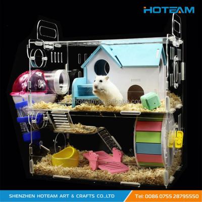 China Viable Clear Hamster Wooden Acrylic Pet House for sale