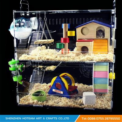 China Two Layers Sustainable Acrylic Hamster Cages House Accessories for sale