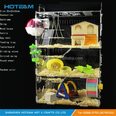 China Viable Wholesale Transparent Three Layer Acrylic Hamster Cage House for sale