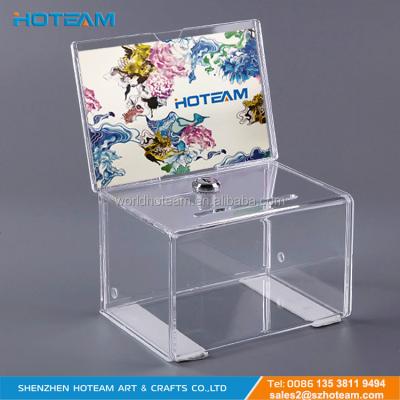 China Concise Transparent Acrylic Donation Box Charity Box Collection Box for sale