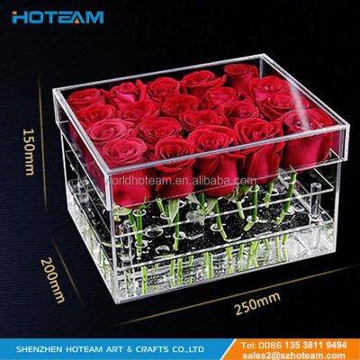 China Concise 36pcs Rose Box Square Acrylic Clear Flower Box for sale