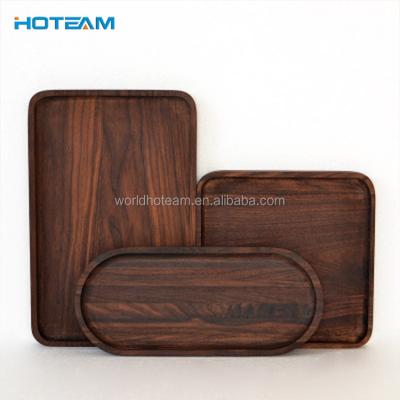 China Food Grade Round Walnut Wooden Serving Tray for sale