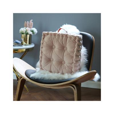 China 40*40*10cm PORTABLE Floor Cushion Square Ottoman Velvet Scalloped Edge Design Chair Cushion Floor Cushions for sale