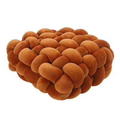 China Non-Toxic Decorative Yarn Tube Chunky Handmade Knitted Cozy Cotton Luxury Tile Cushion for sale