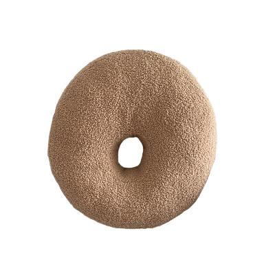 China Low MOQ Folded Donut Teddy Velvet Pillow Plush Round Accent Pillows Home Decor Fashion Decorative Tile For Size for sale