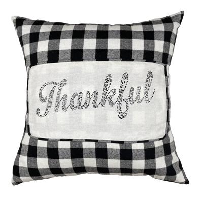 China 2022 New Arrival Hot Sale Custom Living Room Plaid Square Anti Dust Mite Seat Sofa Cushion Cover 45x45cm With Logo for sale