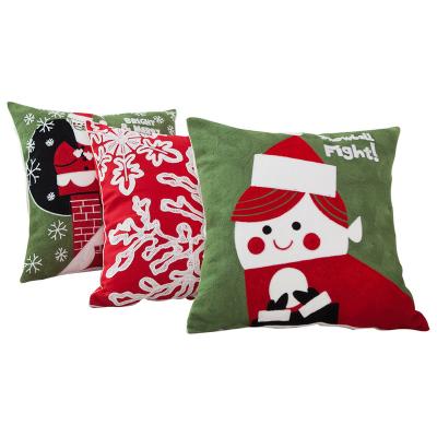 China Anti Dust Mite Loose Embroidery Cotton And Polyester Christmas Navidad Couch Cushion Cover for sale