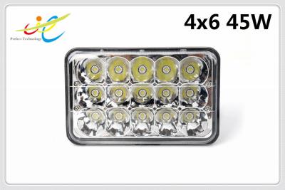 China DCV12V 24V sealed beam rectangle waterproof IP68 4x6 45W truck headlight LED work light with Hight Low Spot beam for sale