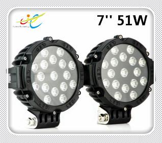 China 12V 24V Round work light 51W 6000k Auto led work light Black Yellow Red LED Driving Lamp For Car Offoad JEEP for sale