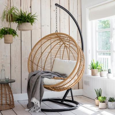 China Modern High Quality Outdoor PE Rattan Swing Wicker Patio Swings Hanging Basket With Thick Cushions for sale